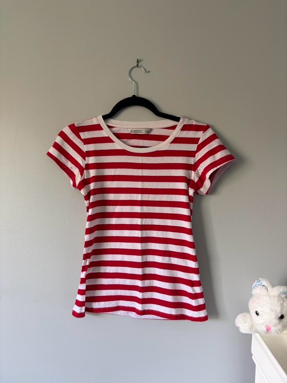 Bluenotes Red and White Striped Crewneck Tee